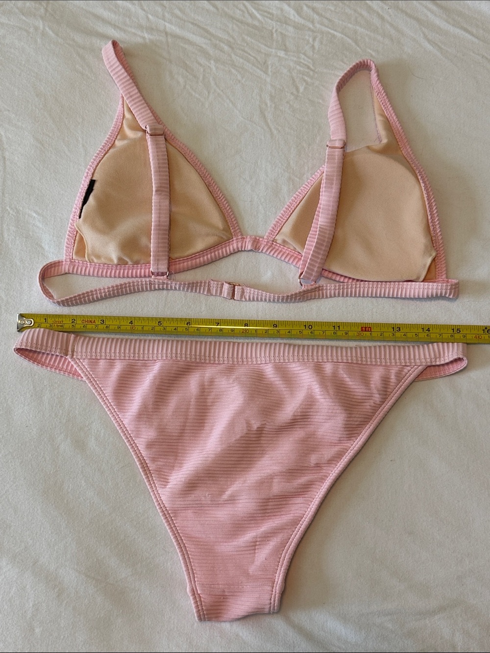 PacSun Light Pink Ribbed Triangle Bikini Set - Picture 2 of 4
